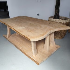 Double table basse Rameo – Chêne massif, modèle unique tout bois